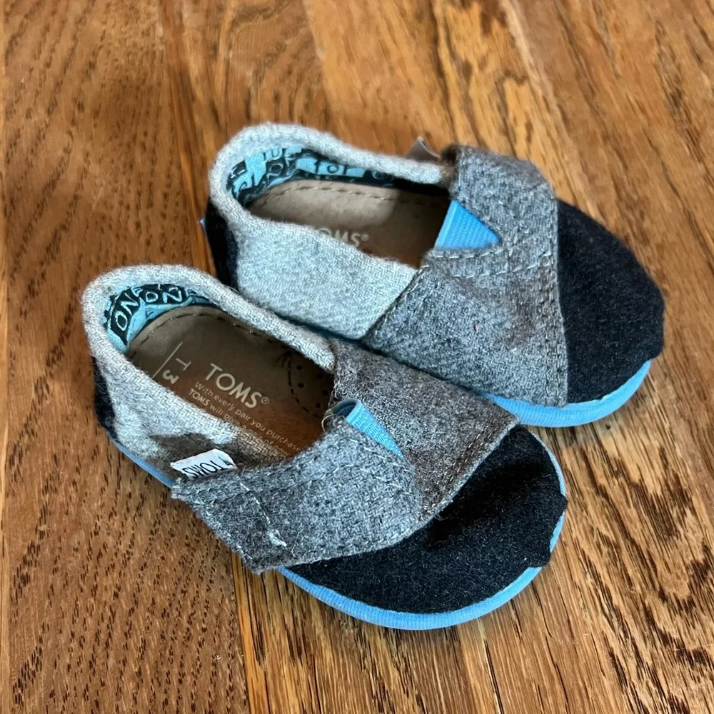 Toms gray/blue Wool Classic Loafer, 3